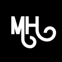 mh brief logo ontwerp. beginletters mh logo icoon. abstracte letter mh minimale logo ontwerpsjabloon. mh brief ontwerp vector met zwarte kleuren. mh-logo