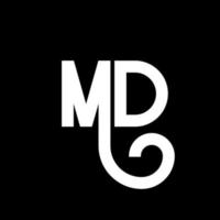 md brief logo ontwerp. beginletters md logo icoon. abstracte letter md minimale logo ontwerpsjabloon. md brief ontwerp vector met zwarte kleuren. md-logo