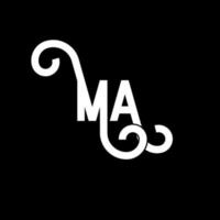 ma brief logo ontwerp. beginletters ma logo icoon. abstracte letter ma minimale logo ontwerpsjabloon. ma brief ontwerp vector met zwarte kleuren. ma logo