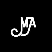 ma brief logo ontwerp. beginletters ma logo icoon. abstracte letter ma minimale logo ontwerpsjabloon. ma brief ontwerp vector met zwarte kleuren. ma logo