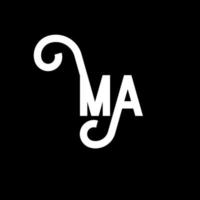 ma brief logo ontwerp. beginletters ma logo icoon. abstracte letter ma minimale logo ontwerpsjabloon. ma brief ontwerp vector met zwarte kleuren. ma logo