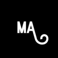 ma brief logo ontwerp. beginletters ma logo icoon. abstracte letter ma minimale logo ontwerpsjabloon. ma brief ontwerp vector met zwarte kleuren. ma logo