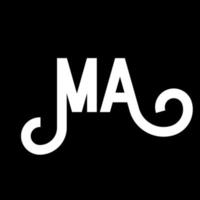 ma brief logo ontwerp. beginletters ma logo icoon. abstracte letter ma minimale logo ontwerpsjabloon. ma brief ontwerp vector met zwarte kleuren. ma logo