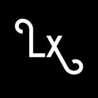 lx brief logo ontwerp. beginletters lx logo icoon. abstracte letter lx minimale logo ontwerpsjabloon. lx brief ontwerp vector met zwarte kleuren. lx-logo