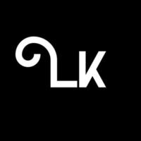 lk brief logo ontwerp. beginletters lk logo icoon. abstracte letter lk minimale logo ontwerpsjabloon. lk brief ontwerp vector met zwarte kleuren. lk-logo