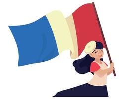 vrouw met frankrijkse vlag vector