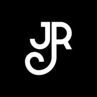 jr brief logo ontwerp op zwarte achtergrond. jr creatieve initialen brief logo concept. jr brief ontwerp. jr wit letterontwerp op zwarte achtergrond. jr, jr-logo vector
