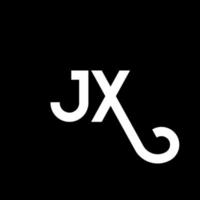 jx brief logo ontwerp op zwarte achtergrond. jx creatieve initialen brief logo concept. jx brief ontwerp. jx wit letterontwerp op zwarte achtergrond. jx, jx-logo vector