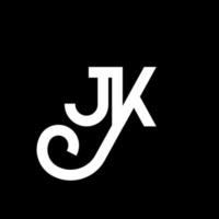 jk brief logo ontwerp op zwarte achtergrond. jk creatieve initialen brief logo concept. jk brief ontwerp. jk wit letterontwerp op zwarte achtergrond. jk, jk-logo vector