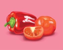 paprika en tomaten groenten vector