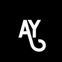 ay brief logo ontwerp op zwarte achtergrond. ay creatieve initialen brief logo concept. ay brief ontwerp. ay wit letterontwerp op zwarte achtergrond. ay, ay logo vector