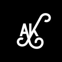 ak brief logo ontwerp op zwarte achtergrond. ak creatieve initialen brief logo concept. ak pictogram ontwerp. ak witte letter pictogram ontwerp op zwarte achtergrond. ak vector