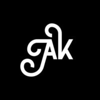 ak brief logo ontwerp op zwarte achtergrond. ak creatieve initialen brief logo concept. ak pictogram ontwerp. ak witte letter pictogram ontwerp op zwarte achtergrond. ak vector