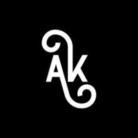 ak brief logo ontwerp op zwarte achtergrond. ak creatieve initialen brief logo concept. ak pictogram ontwerp. ak witte letter pictogram ontwerp op zwarte achtergrond. ak vector