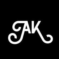 ak brief logo ontwerp op zwarte achtergrond. ak creatieve initialen brief logo concept. ak pictogram ontwerp. ak witte letter pictogram ontwerp op zwarte achtergrond. ak vector