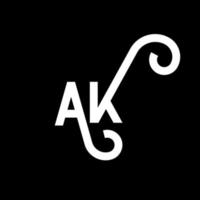 ak brief logo ontwerp op zwarte achtergrond. ak creatieve initialen brief logo concept. ak pictogram ontwerp. ak witte letter pictogram ontwerp op zwarte achtergrond. ak vector