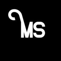 ms brief logo ontwerp. beginletters ms logo icoon. abstracte letter ms minimale logo ontwerpsjabloon. ms brief ontwerp vector met zwarte kleuren. ms-logo