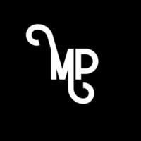 mp brief logo ontwerp. beginletters mp logo icoon. abstracte letter mp minimale logo ontwerpsjabloon. mp brief ontwerp vector met zwarte kleuren. mp-logo