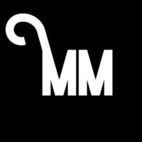 mm brief logo ontwerp. beginletters mm logo icoon. abstracte letter mm minimale logo ontwerpsjabloon. mm brief ontwerp vector met zwarte kleuren. mm-logo