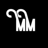 mm brief logo ontwerp. beginletters mm logo icoon. abstracte letter mm minimale logo ontwerpsjabloon. mm brief ontwerp vector met zwarte kleuren. mm-logo