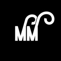 mm brief logo ontwerp. beginletters mm logo icoon. abstracte letter mm minimale logo ontwerpsjabloon. mm brief ontwerp vector met zwarte kleuren. mm-logo