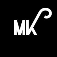 mk brief logo ontwerp. beginletters mk logo icoon. abstracte letter mk minimale logo ontwerpsjabloon. mk brief ontwerp vector met zwarte kleuren. mk-logo