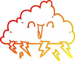 warme gradiënt lijntekening cartoon onweerswolk vector