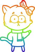 regenbooggradiënt lijntekening cartoon kat vector