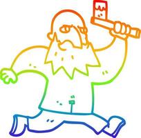 regenbooggradiënt lijntekening cartoon man met bloedige bijl vector