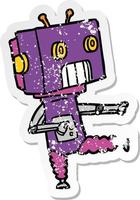 noodlijdende sticker van een tekenfilmrobot vector