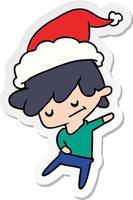 kerst sticker cartoon van kawaii jongen vector