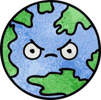 retro grunge textuur cartoon planeet aarde vector