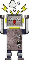 retro grunge textuur cartoon defecte robot vector