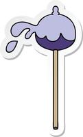 sticker van een eigenzinnige handgetekende cartoon lolipop vector