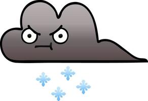 gradiënt gearceerde cartoon storm sneeuw wolk vector