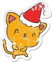 kerst noodlijdende sticker cartoon van kawaii kat vector