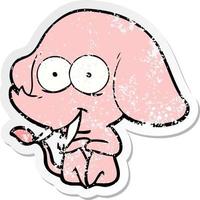 noodlijdende sticker van een vrolijke cartoonolifant vector