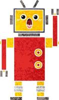 retro illustratie stijl cartoon robot vector