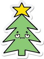 sticker van een schattige cartoon-kerstboom vector