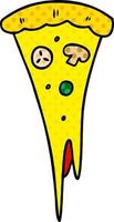 cartoon doodle van een stuk pizza vector