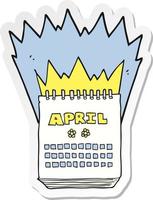 sticker van een cartoonkalender met de maand april vector
