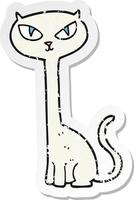 retro noodlijdende sticker van een cartoonkat vector