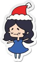 kerst sticker cartoon van kawaii meisje vector