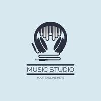 piano tuts oortelefoon muziek studio opname logo ontwerpsjabloon voor merk of bedrijf en andere
