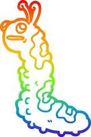 regenbooggradiënt lijntekening grappige cartoon rups vector