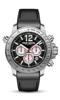 realistische horloge klok chronograaf zilver zwart gezicht rode pijl met lederen band op wit ontwerp klassieke luxe mode voor mannen