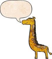 cartoon giraf en tekstballon in retro textuurstijl vector