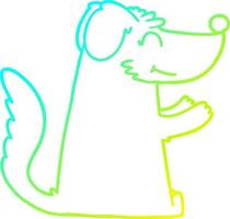 koude gradiënt lijntekening happy cartoon hond vector