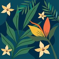 heliconia's en beige bloemenpatroon vector