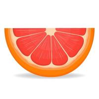 verse heldere exotische gesneden segment grapefruit geïsoleerd op een witte achtergrond. zomerfruit voor een gezonde levensstijl. biologisch fruit. cartoon-stijl. vectorillustratie voor elk ontwerp. vector